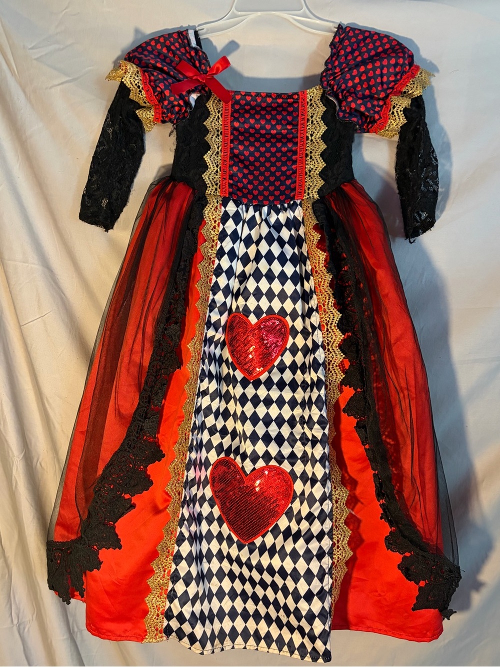 Trish Scully Child Sz 7 Queen Of Hearts Deluxe Costume Dress Red Gown Wonderland